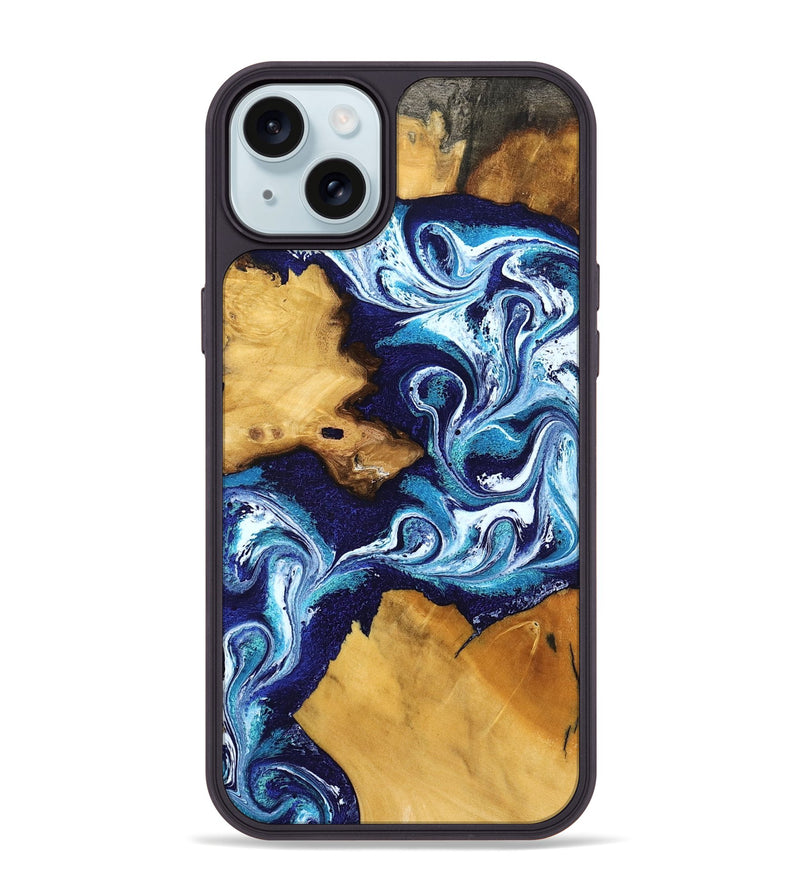 iPhone 15 Plus Wood Phone Case - Christy (Blue, 799031)