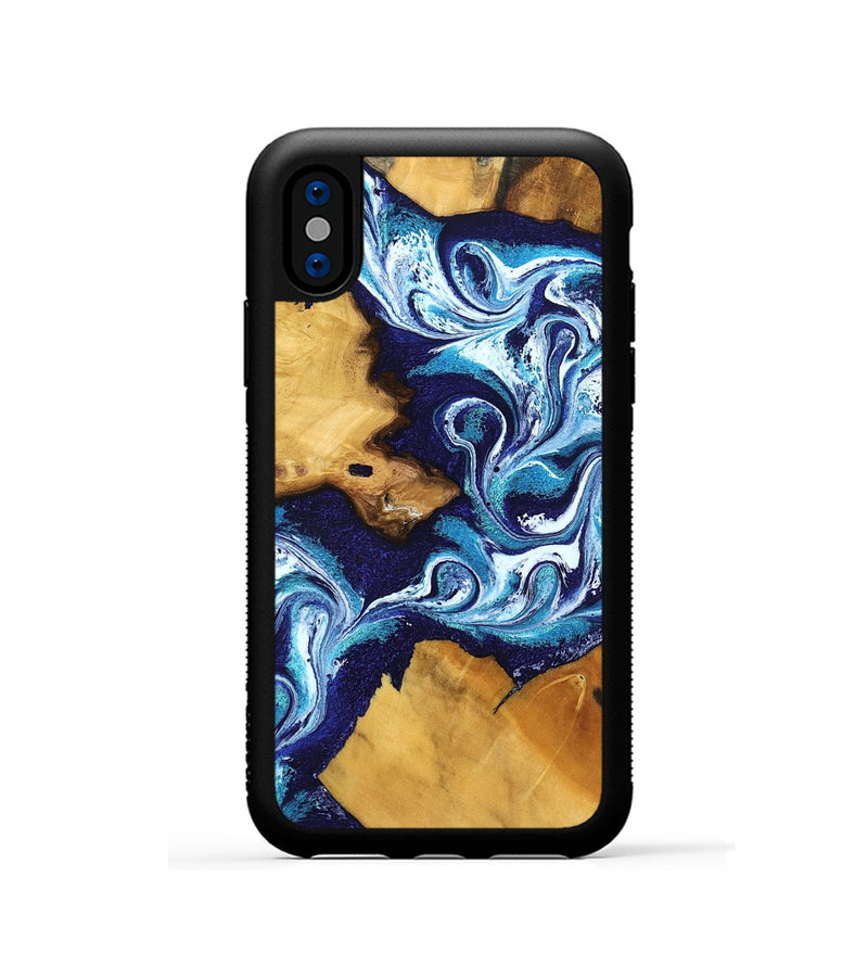 iPhone Xs Wood Phone Case - Christy (Blue, 799031)