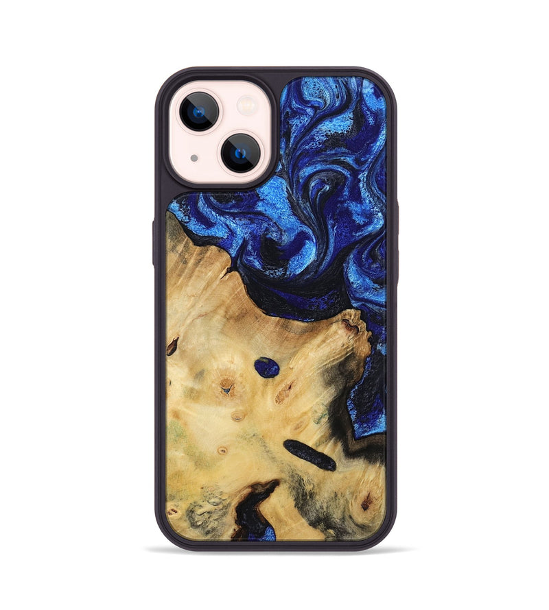 iPhone 14 Wood Phone Case - Poppy (Blue, 799032)