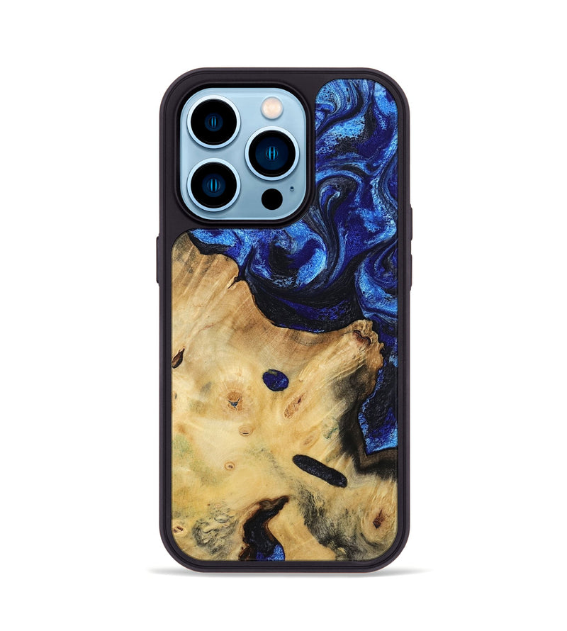 iPhone 14 Pro Wood Phone Case - Poppy (Blue, 799032)