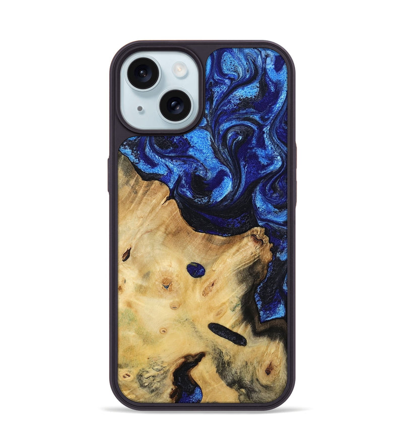 iPhone 15 Wood Phone Case - Poppy (Blue, 799032)