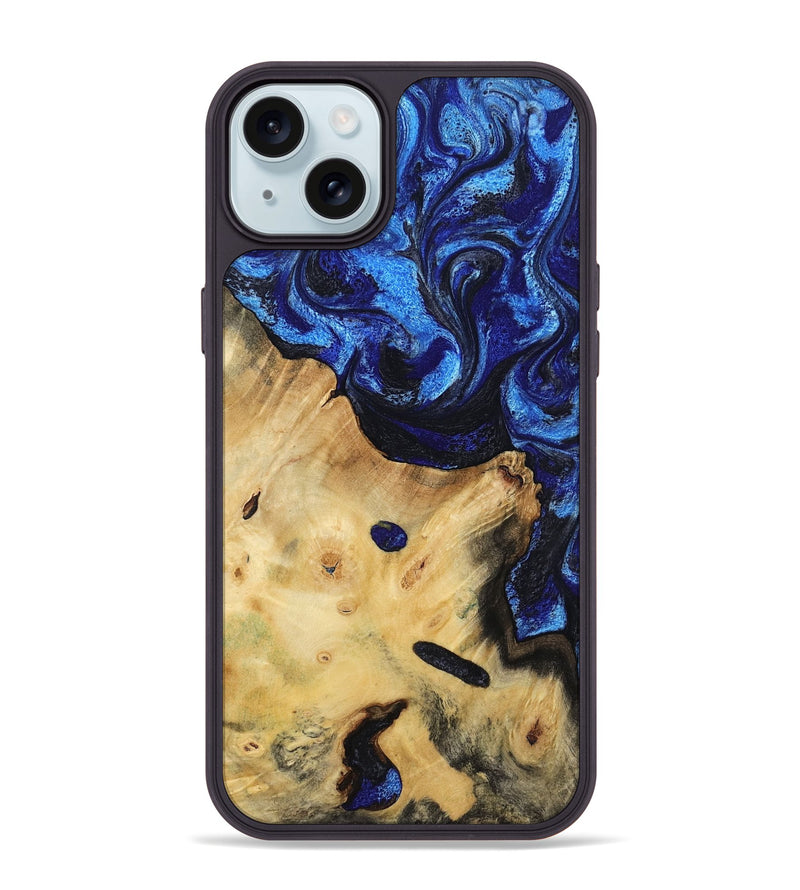 iPhone 15 Plus Wood Phone Case - Poppy (Blue, 799032)