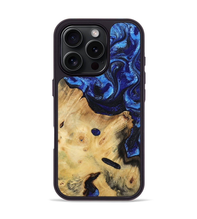 iPhone 16 Pro Wood Phone Case - Poppy (Blue, 799032)