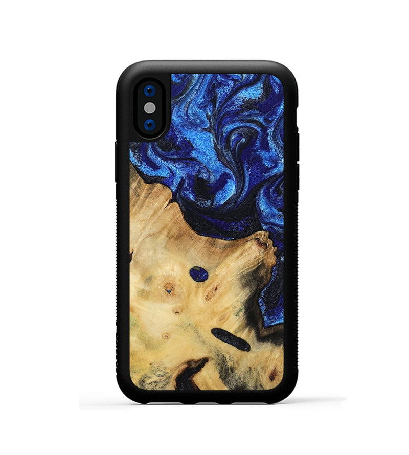 iPhone Xs Wood Phone Case - Poppy (Blue, 799032)