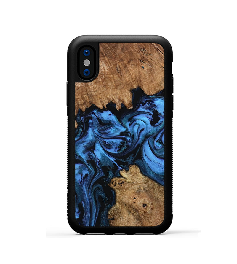 iPhone Xs Wood Phone Case - Allyssa (Blue, 799033)