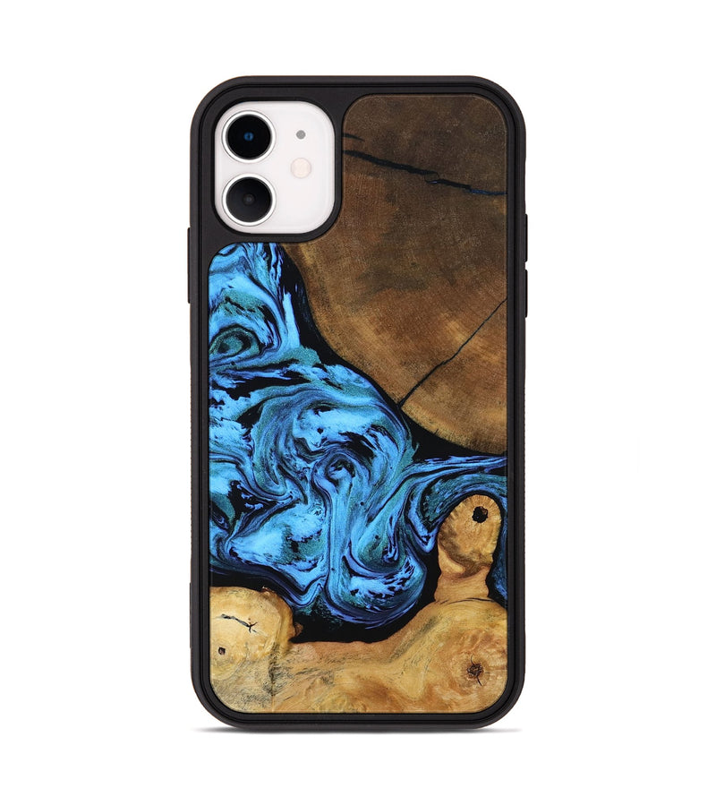 iPhone 11 Wood Phone Case - Lilian (Blue, 799034)