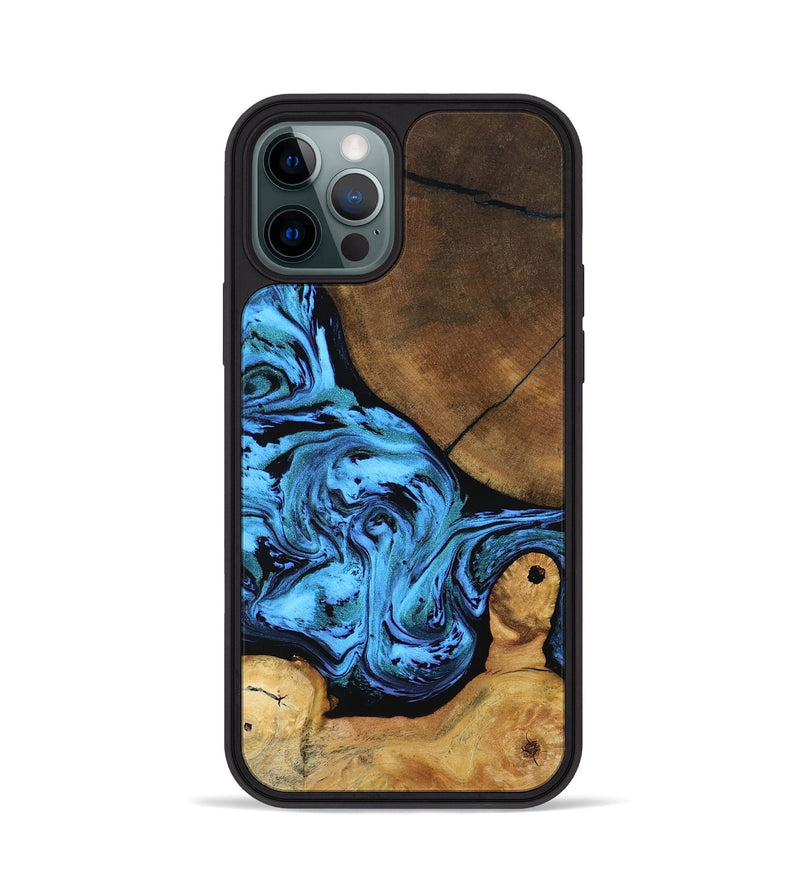 iPhone 12 Pro Wood Phone Case - Lilian (Blue, 799034)