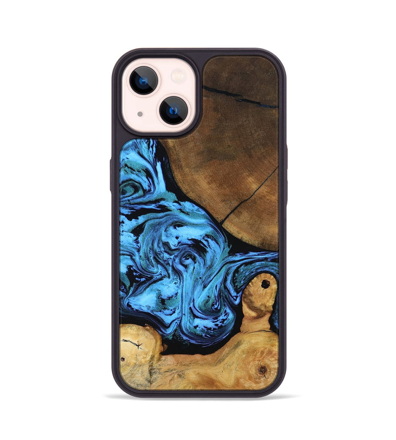 iPhone 14 Wood Phone Case - Lilian (Blue, 799034)