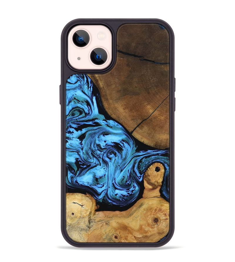 iPhone 14 Plus Wood Phone Case - Lilian (Blue, 799034)