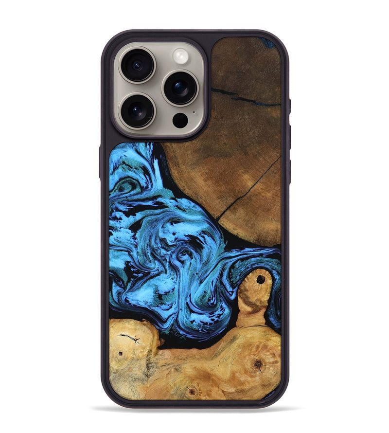 iPhone 15 Pro Max Wood Phone Case - Lilian (Blue, 799034)