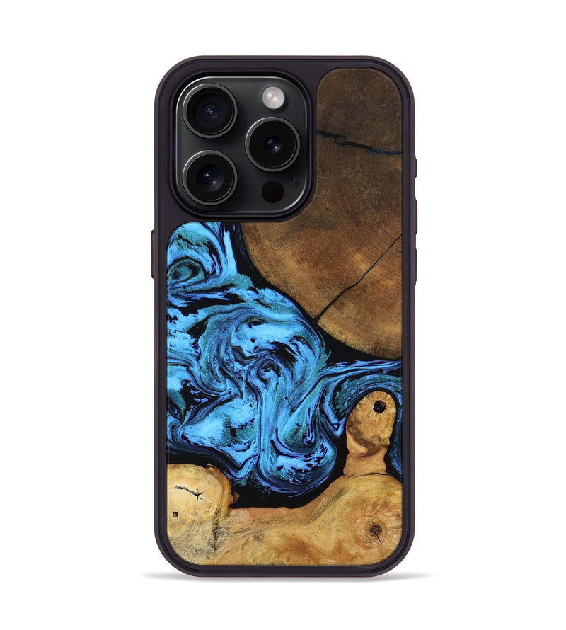 iPhone 15 Pro Wood Phone Case - Lilian (Blue, 799034)