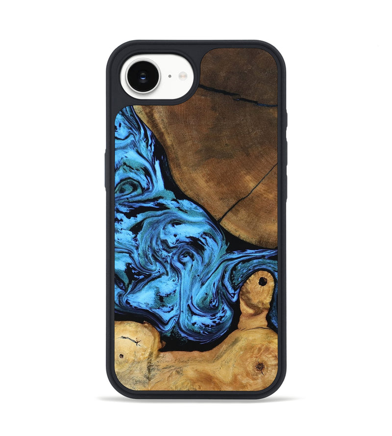 iPhone 16e Wood Phone Case - Lilian (Blue, 799034)