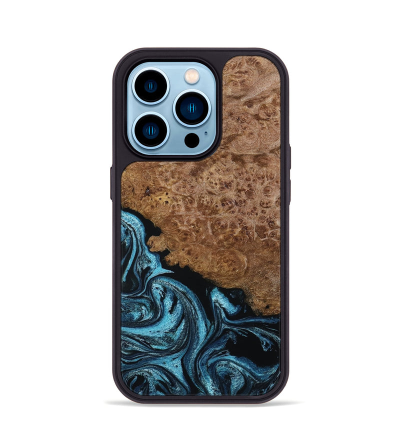 iPhone 14 Pro Wood Phone Case - Zaria (Blue, 799035)