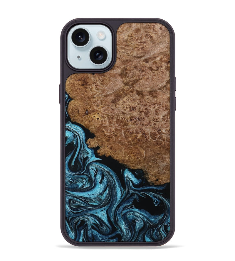 iPhone 15 Plus Wood Phone Case - Zaria (Blue, 799035)