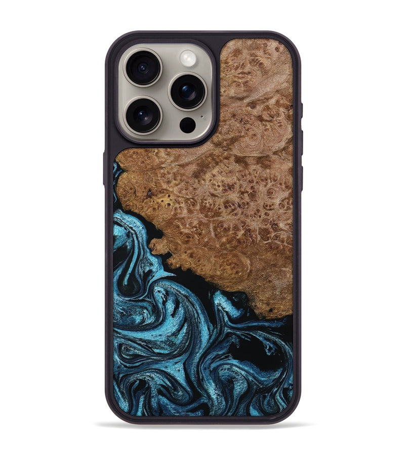 iPhone 15 Pro Max Wood Phone Case - Zaria (Blue, 799035)