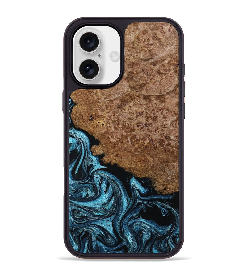 iPhone 16 Plus Wood Phone Case - Zaria (Blue, 799035)