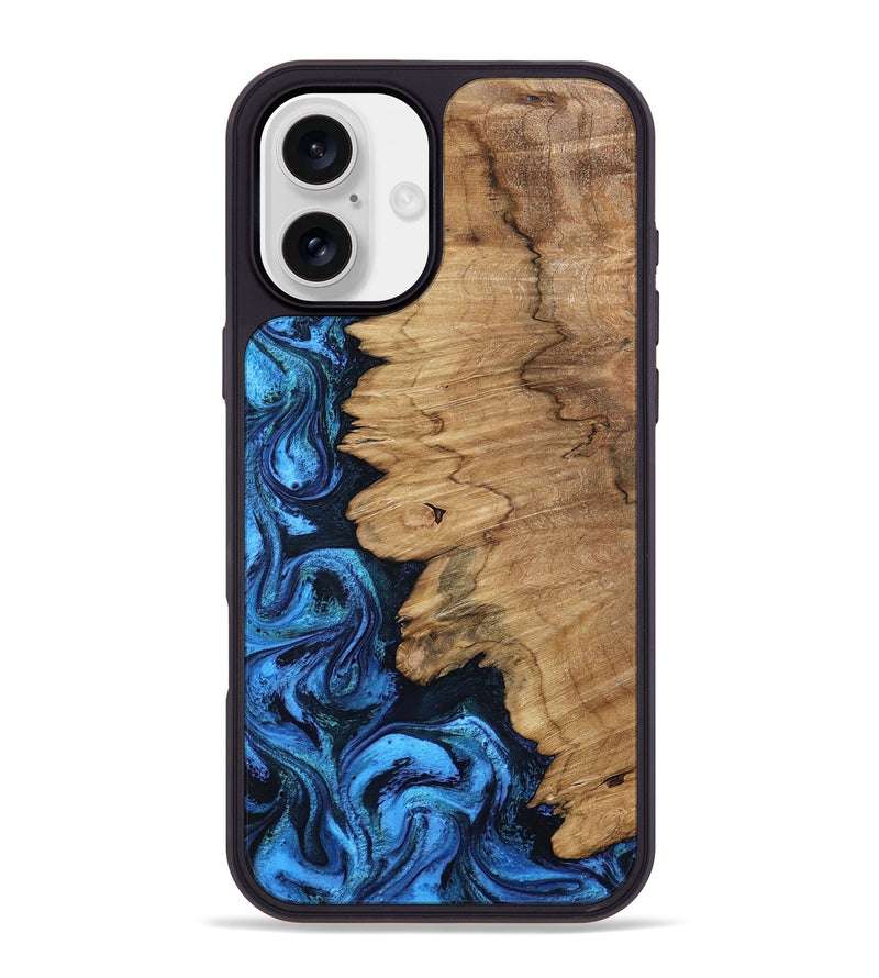 iPhone 16 Plus Wood Phone Case - Autumn (Blue, 799037)
