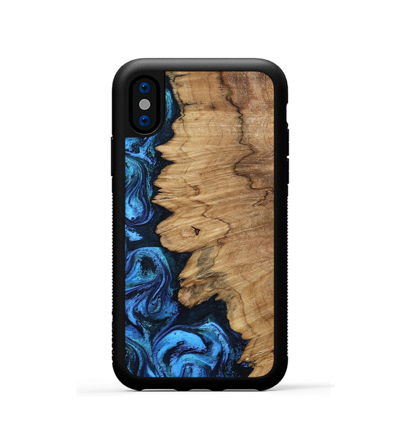 iPhone Xs Wood Phone Case - Autumn (Blue, 799037)