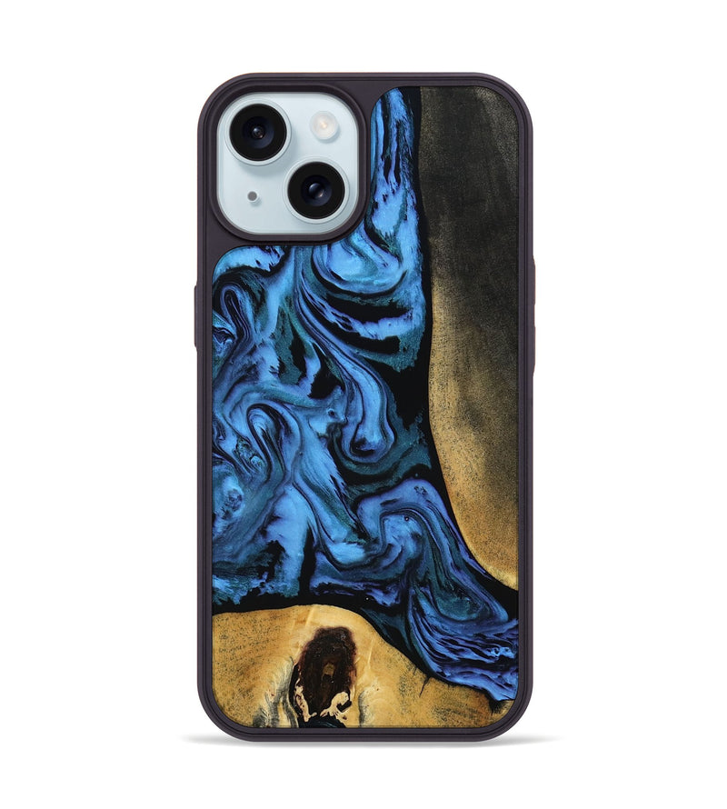 iPhone 15 Wood Phone Case - Mandi (Blue, 799041)