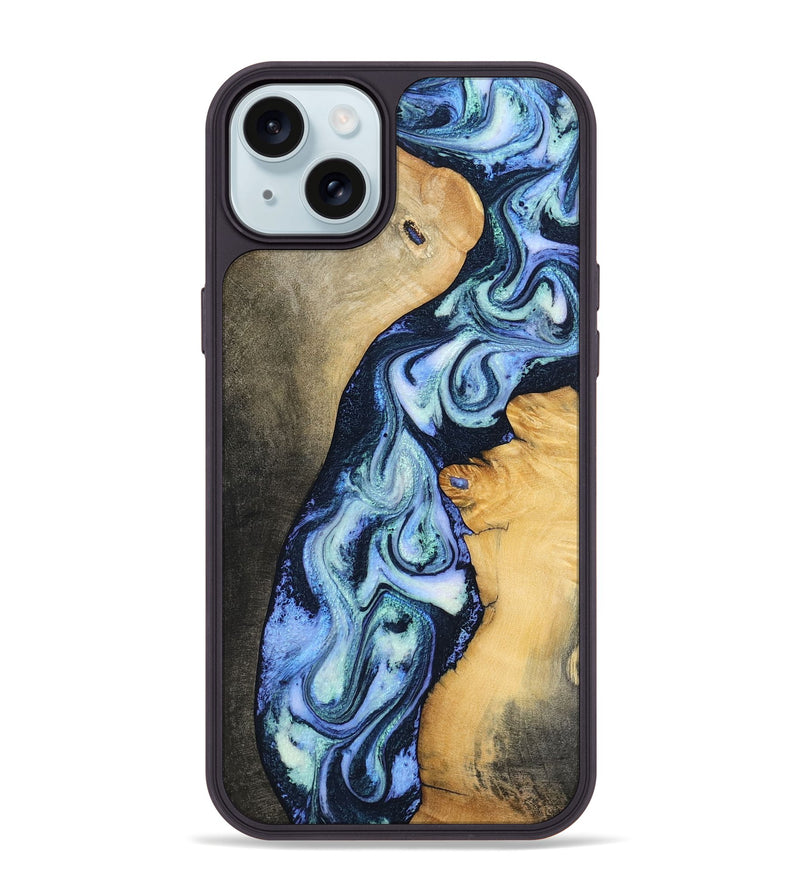 iPhone 15 Plus Wood Phone Case - Kiana (Blue, 799044)