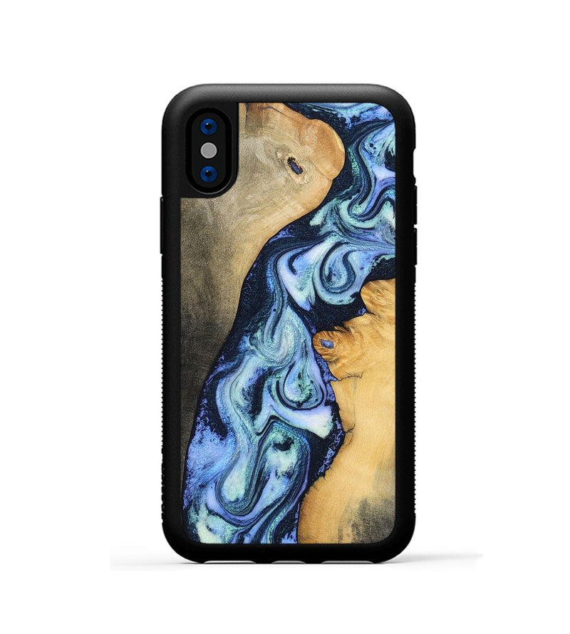 iPhone Xs Wood Phone Case - Kiana (Blue, 799044)
