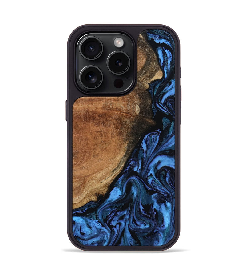 iPhone 15 Pro Wood Phone Case - Erna (Blue, 799046)