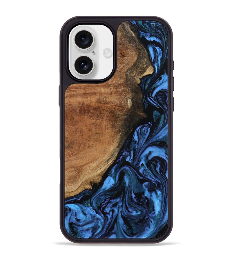 iPhone 16 Plus Wood Phone Case - Erna (Blue, 799046)