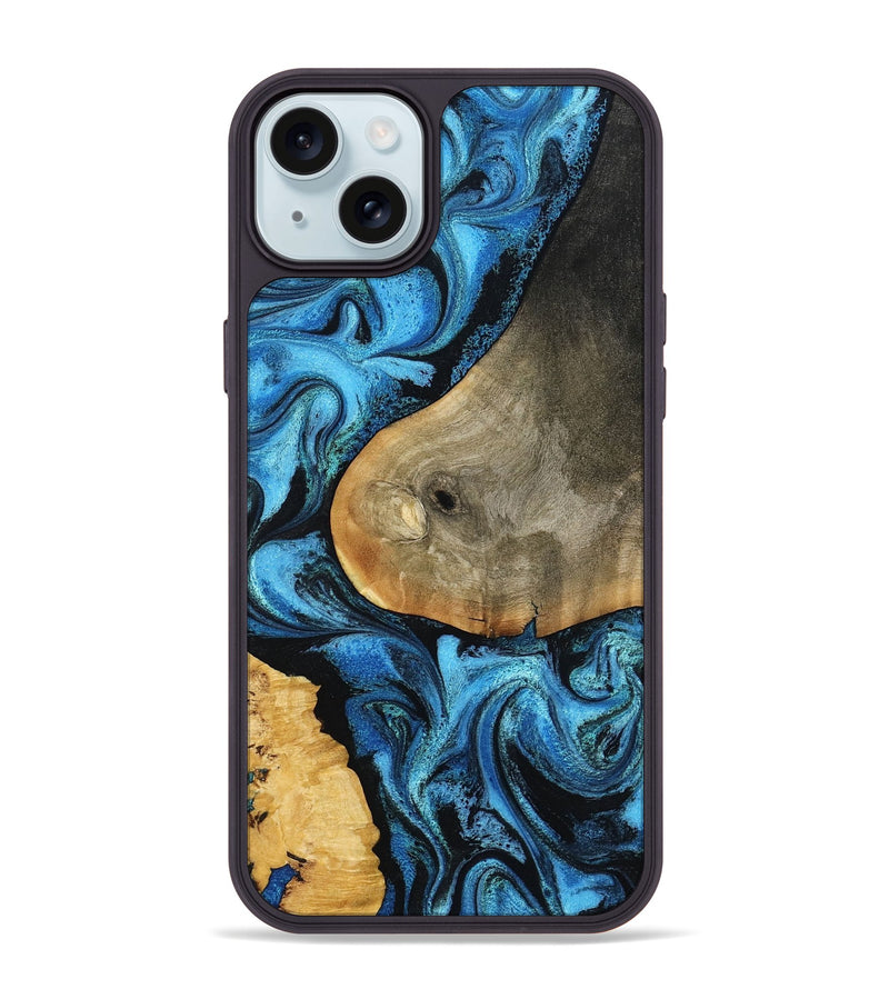 iPhone 15 Plus Wood Phone Case - Kelsea (Blue, 799049)