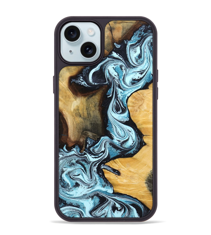 iPhone 15 Plus Wood Phone Case - Tatyana (Blue, 799050)