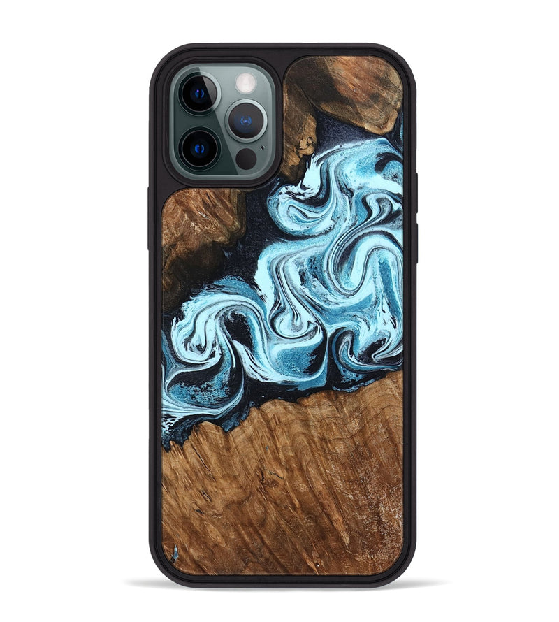 iPhone 12 Pro Max Wood Phone Case - Leilany (Blue, 799056)