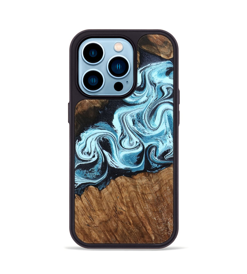 iPhone 14 Pro Wood Phone Case - Leilany (Blue, 799056)