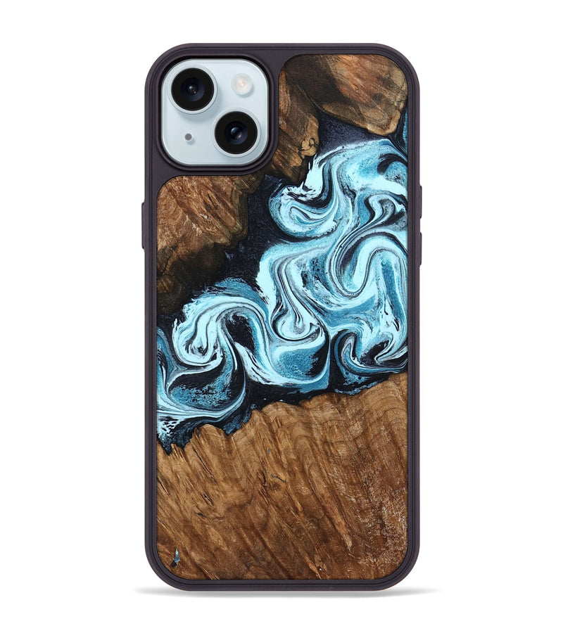 iPhone 15 Plus Wood Phone Case - Leilany (Blue, 799056)