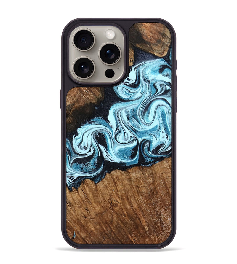 iPhone 15 Pro Max Wood Phone Case - Leilany (Blue, 799056)