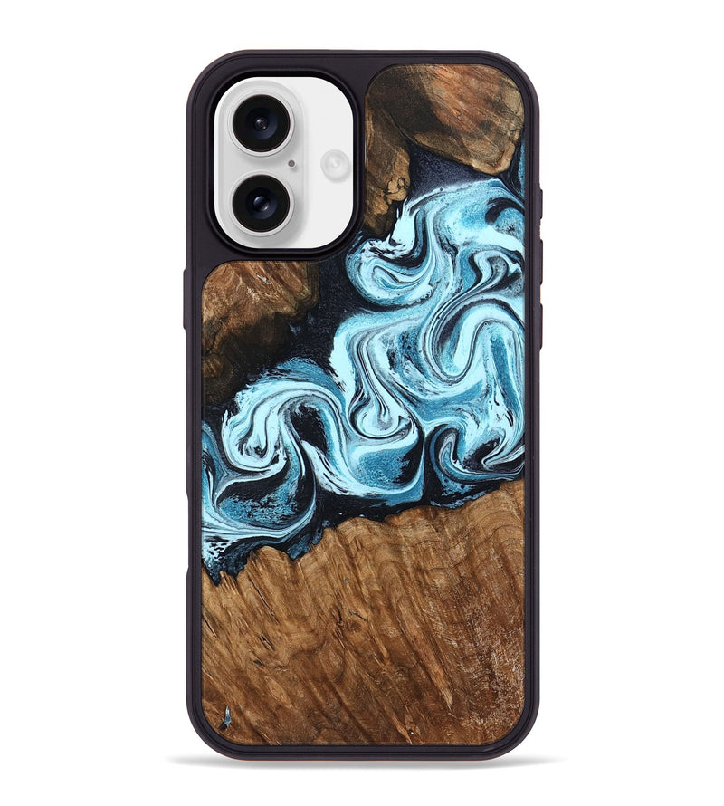 iPhone 16 Plus Wood Phone Case - Leilany (Blue, 799056)