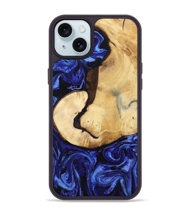 iPhone 15 Plus Wood Phone Case - Leilani (Blue, 799057)