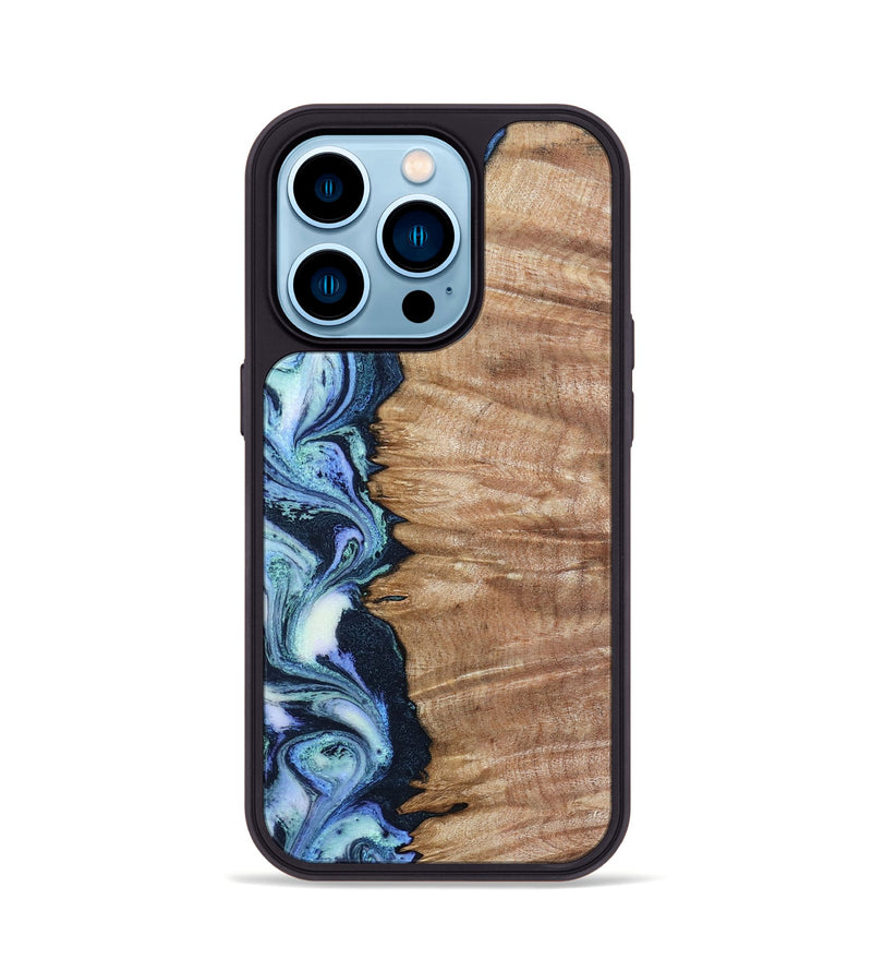 iPhone 14 Pro Wood Phone Case - Jayne (Blue, 799058)