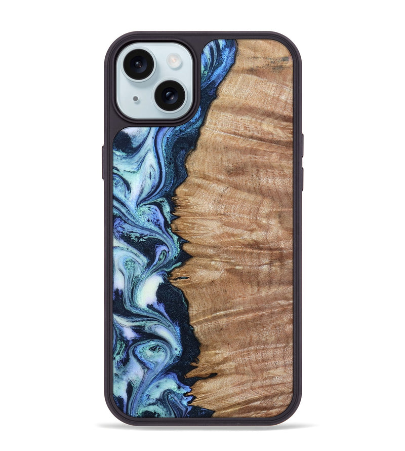 iPhone 15 Plus Wood Phone Case - Jayne (Blue, 799058)
