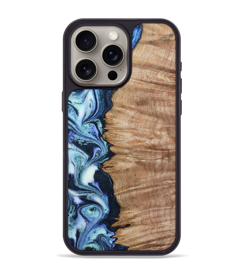 iPhone 15 Pro Max Wood Phone Case - Jayne (Blue, 799058)