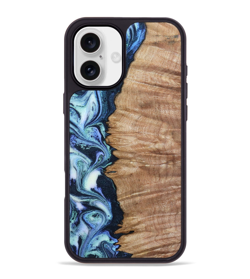 iPhone 16 Plus Wood Phone Case - Jayne (Blue, 799058)