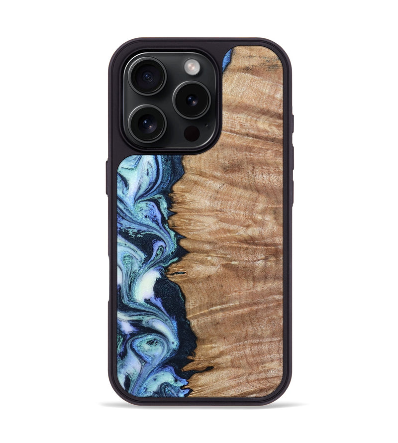 iPhone 16 Pro Wood Phone Case - Jayne (Blue, 799058)