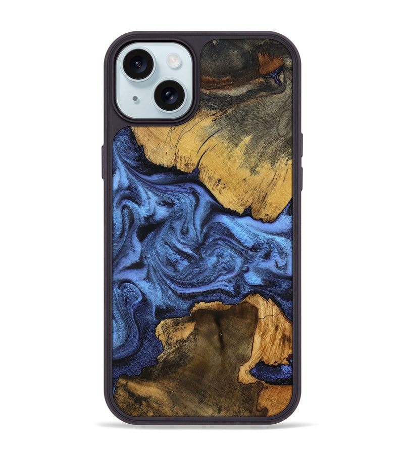 iPhone 15 Plus Wood Phone Case - Luciana (Blue, 799059)