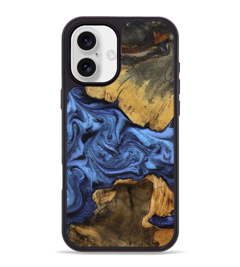 iPhone 16 Plus Wood Phone Case - Luciana (Blue, 799059)