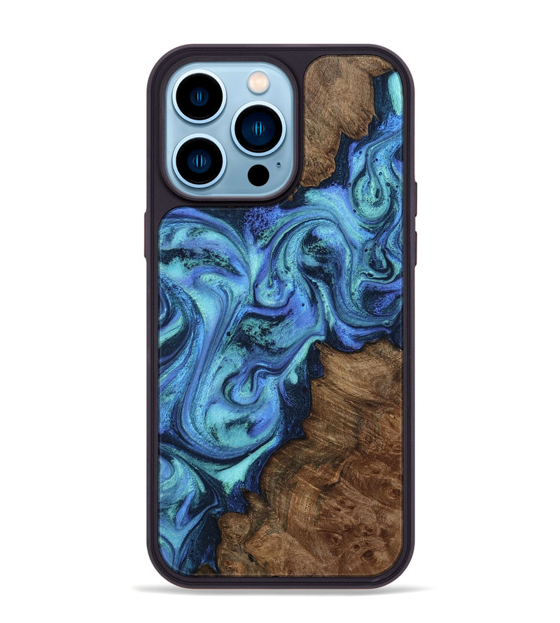 iPhone 14 Pro Max Wood Phone Case - Gideon (Blue, 799061)