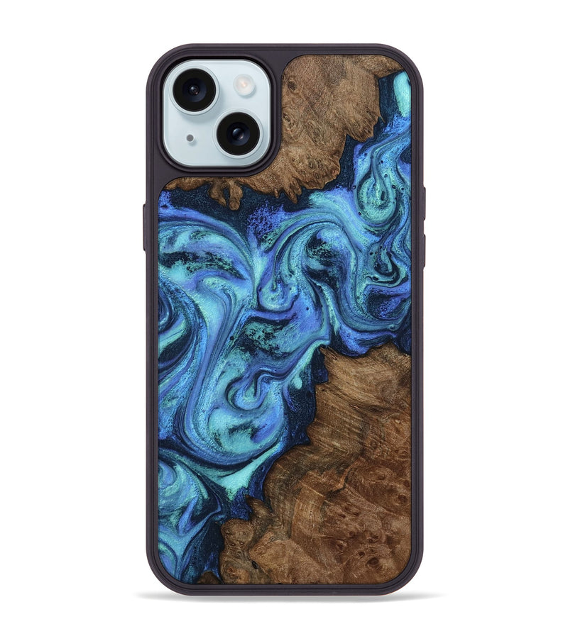 iPhone 15 Plus Wood Phone Case - Gideon (Blue, 799061)