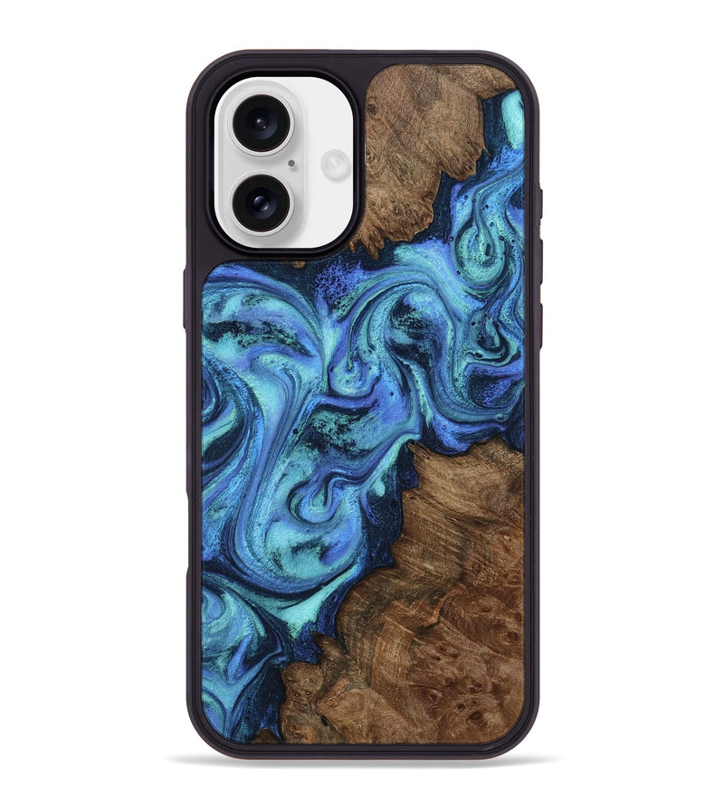 iPhone 16 Plus Wood Phone Case - Gideon (Blue, 799061)