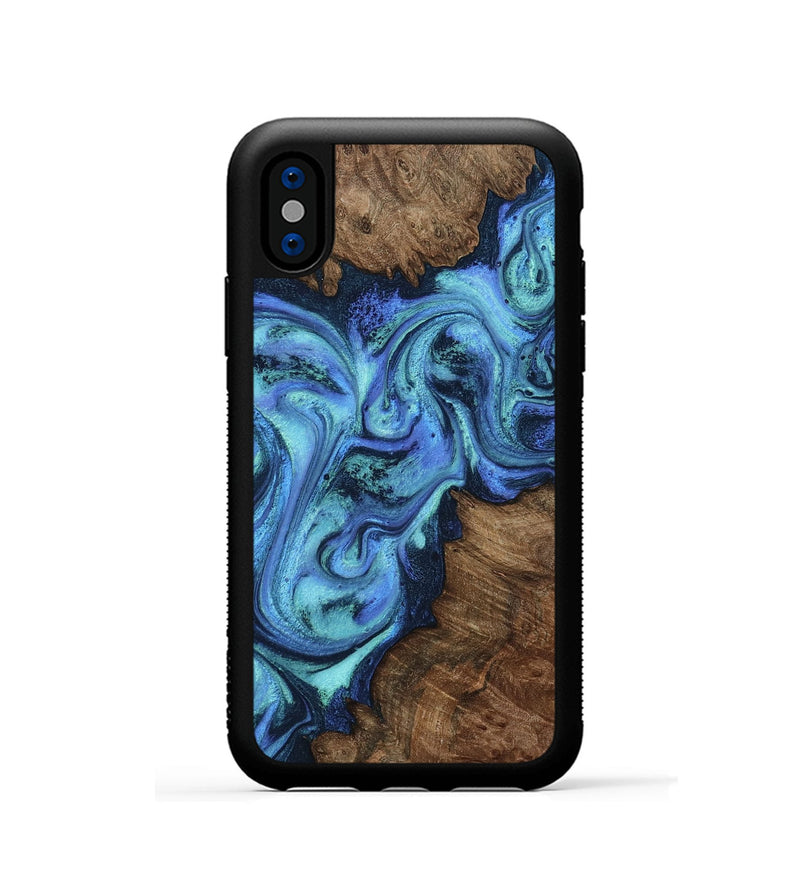 iPhone Xs Wood Phone Case - Gideon (Blue, 799061)