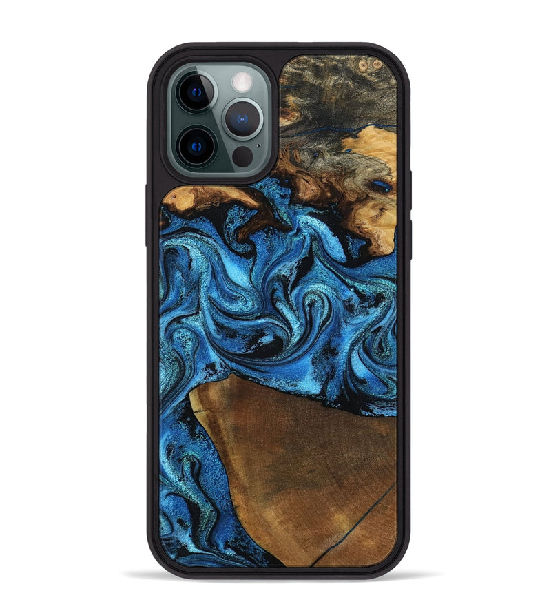iPhone 12 Pro Max Wood Phone Case - Emir (Blue, 799063)