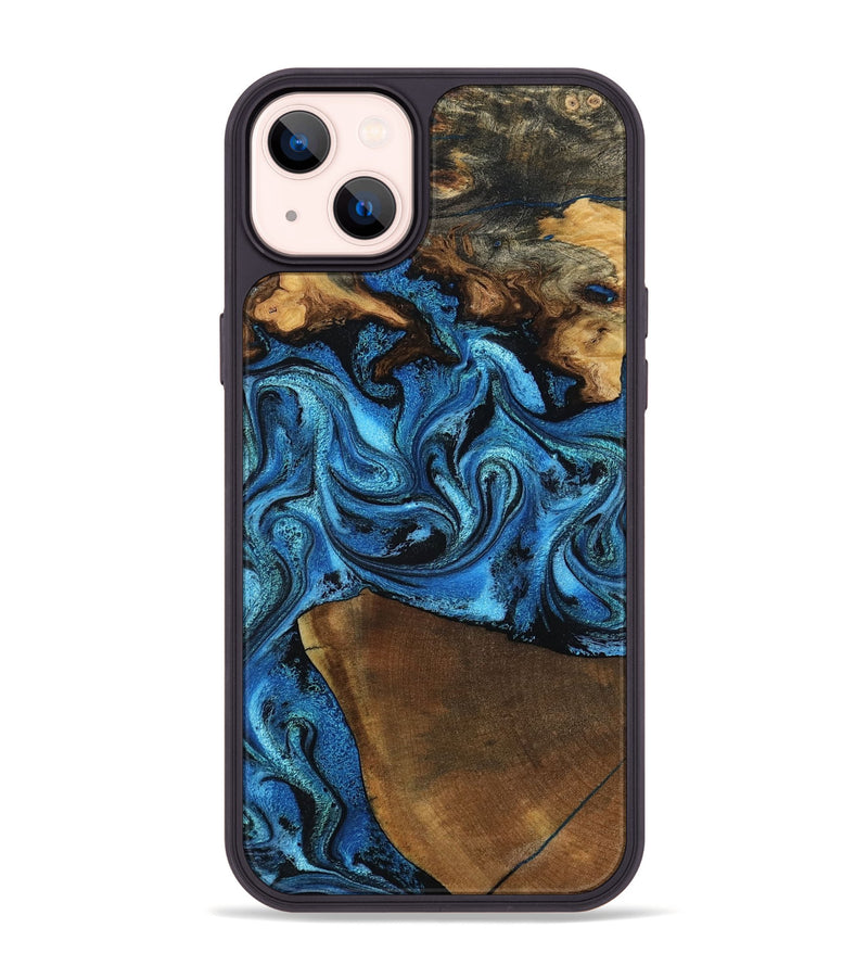 iPhone 14 Plus Wood Phone Case - Emir (Blue, 799063)