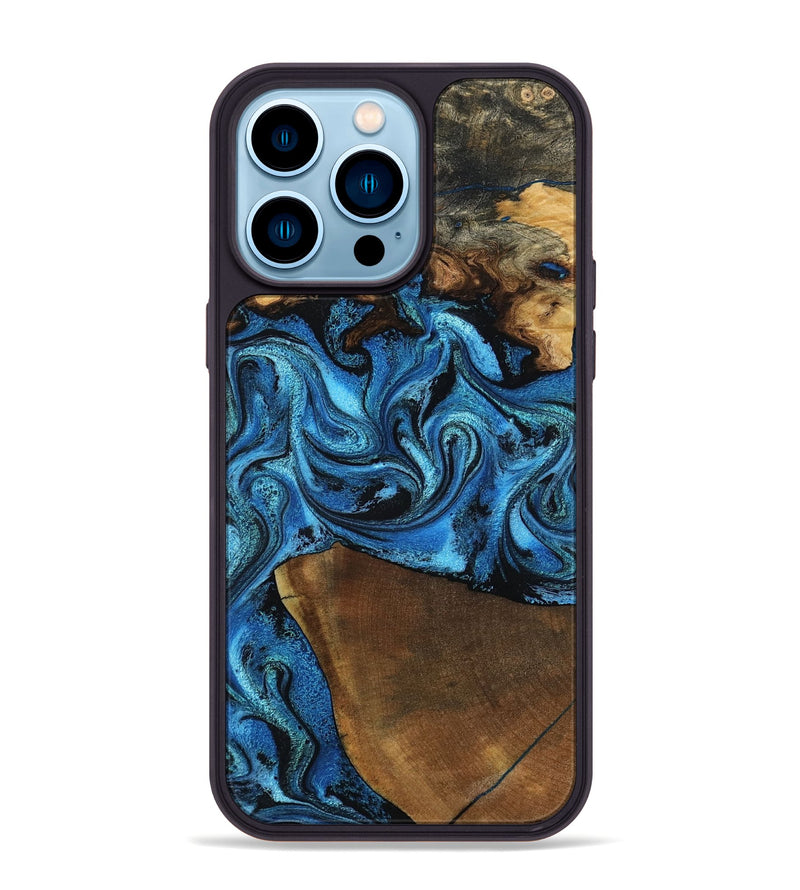iPhone 14 Pro Max Wood Phone Case - Emir (Blue, 799063)