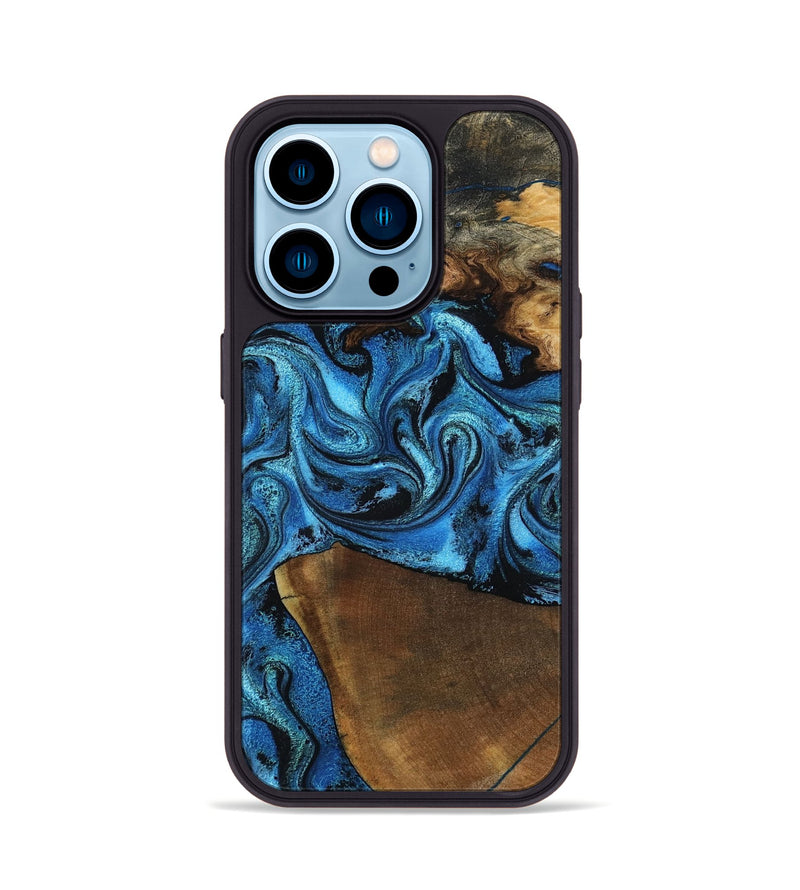 iPhone 14 Pro Wood Phone Case - Emir (Blue, 799063)